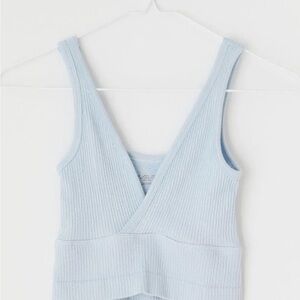 Urban Outfitters Light Blue Ribbed Crop Top